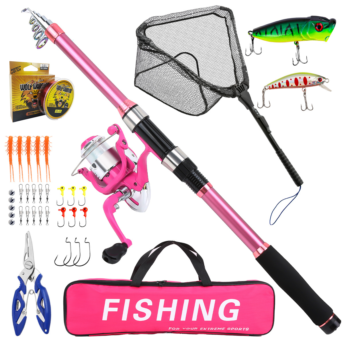 Fishing Rod Spinning - 낚싯대 세트 풀 키트, 텔레스코픽 낚싯대와